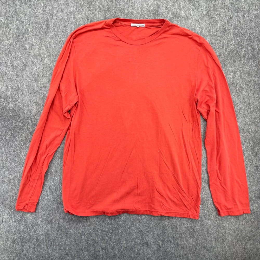Standard James Perse Shirt Mens 4 XL Orange Long Sleeve Crew Neck
